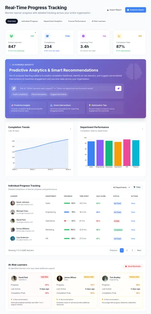 Screenshot of Nuerofy's real time progress tracking interface