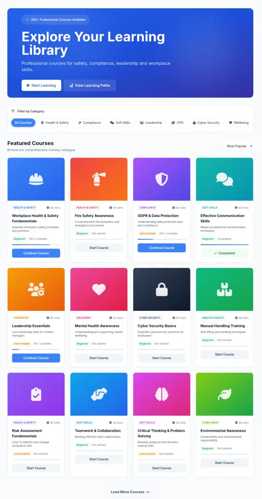 Nuerofy's branded course library UI for resellers