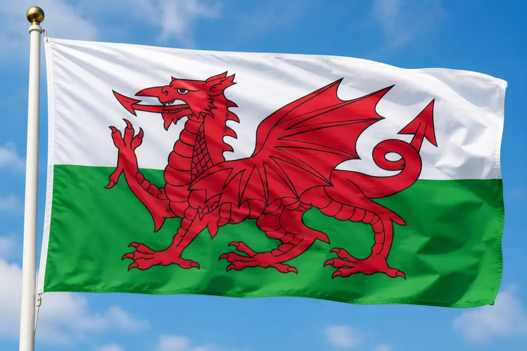 Welsh flag on a flagpole